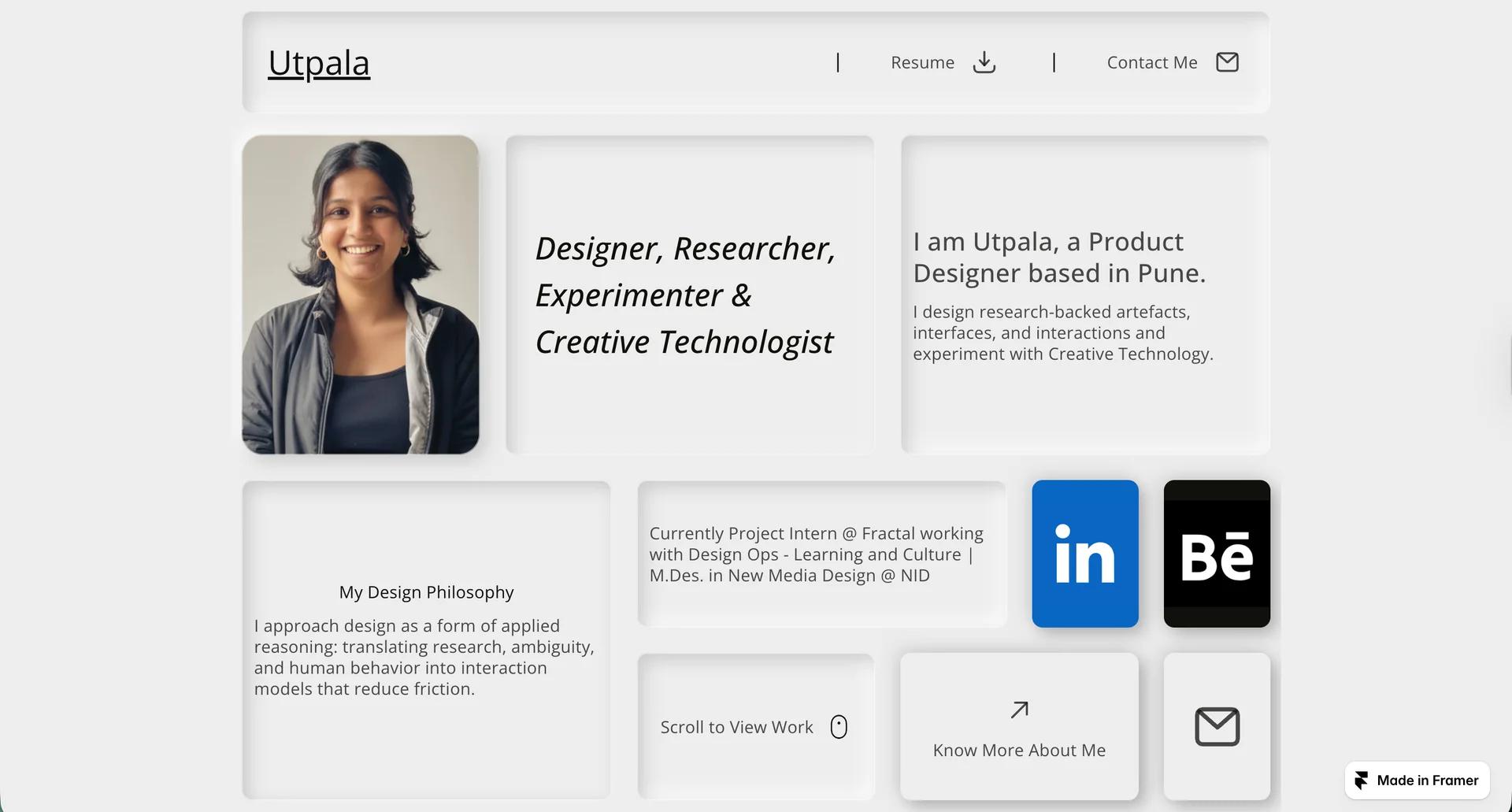 Portfolio website of Utpala