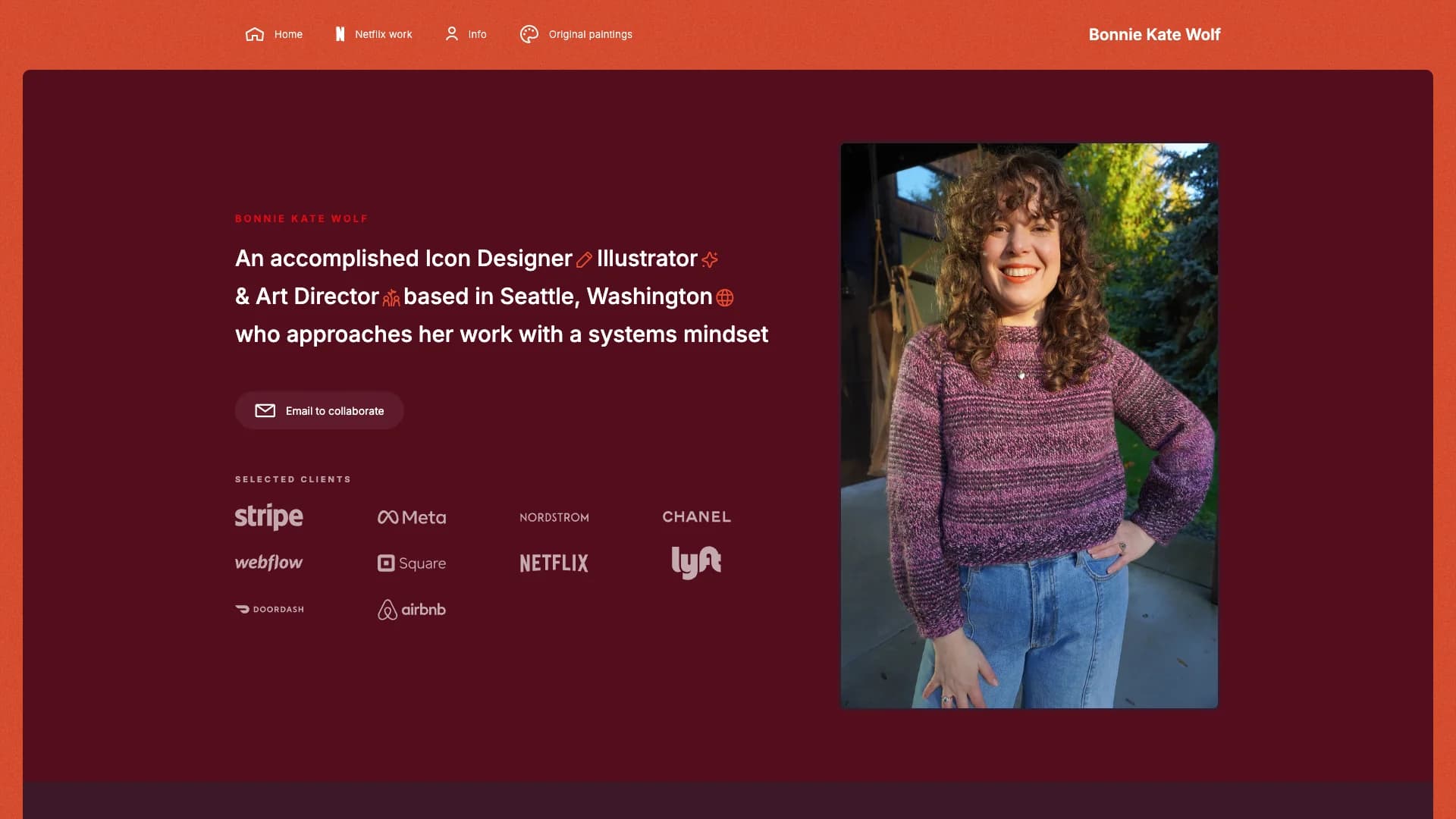 Portfolio website of Bonnie Kate Wolf