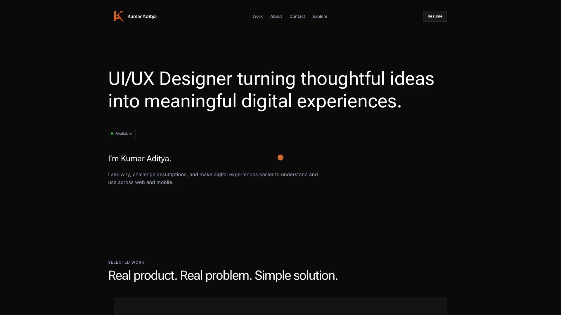Portfolio website of Kumar Aditya