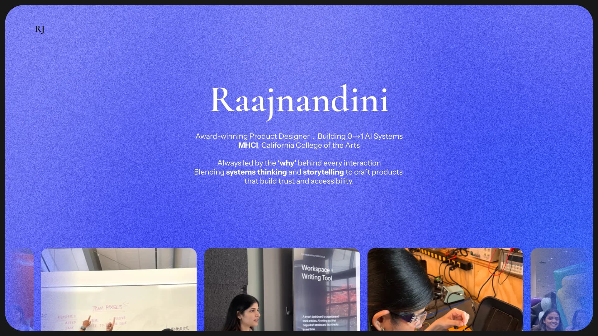Portfolio website of Raajnandini Jadhav