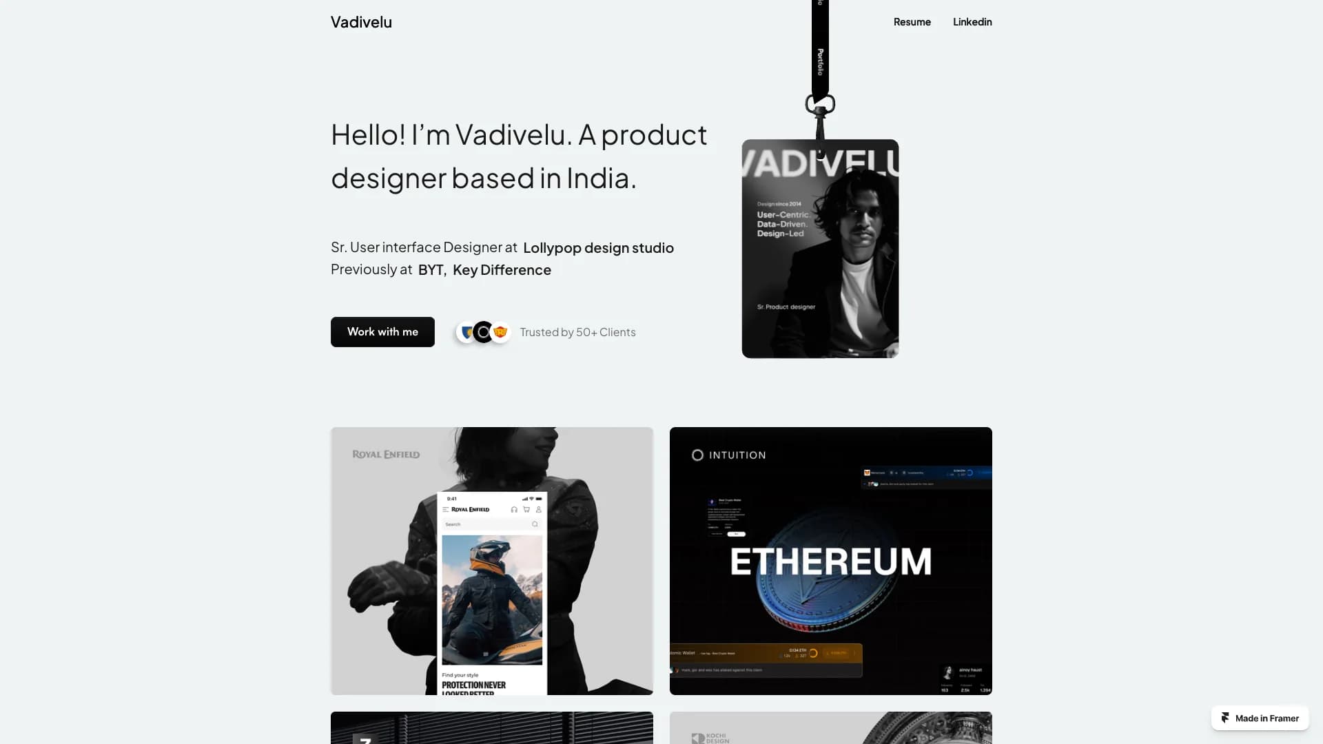 Portfolio website of Vadivelu T