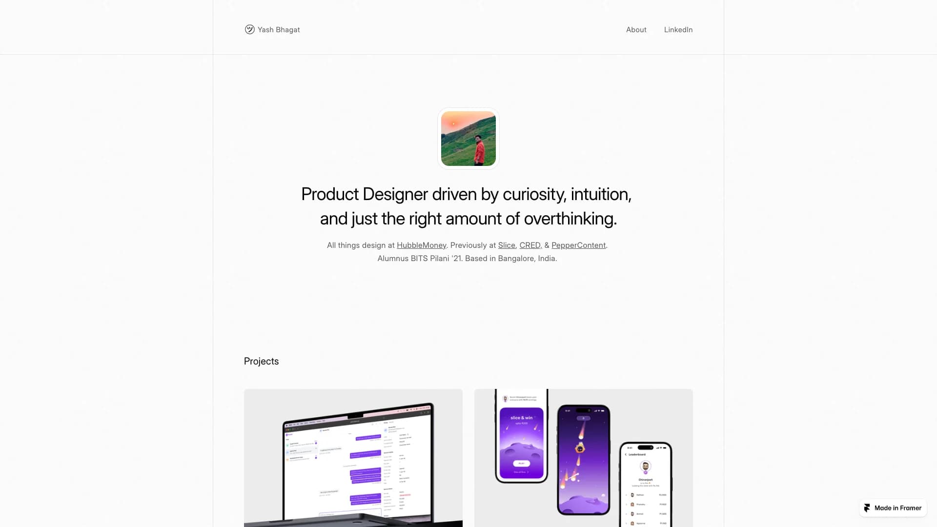 Portfolio website of Yash Bhagat
